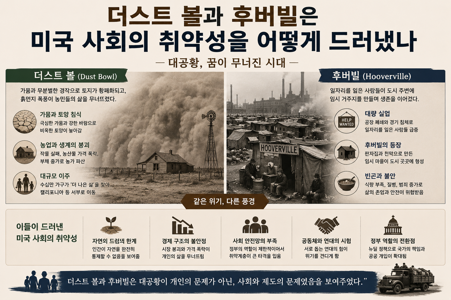 더스트 볼과 후버빌과 미국사회의 취약성