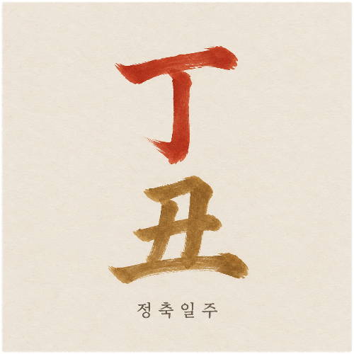 정축일주 丁丑 오행색 캘리그래피