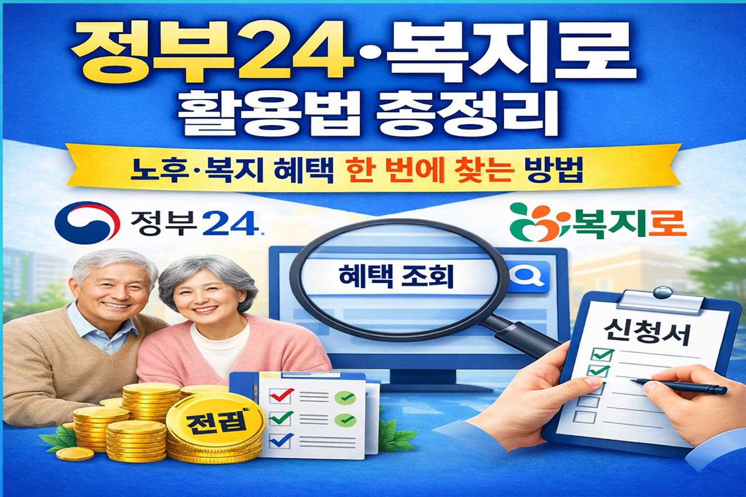 정부24와 복지로 활용법을 안내하는 노후 복지 정보 대표 이미지