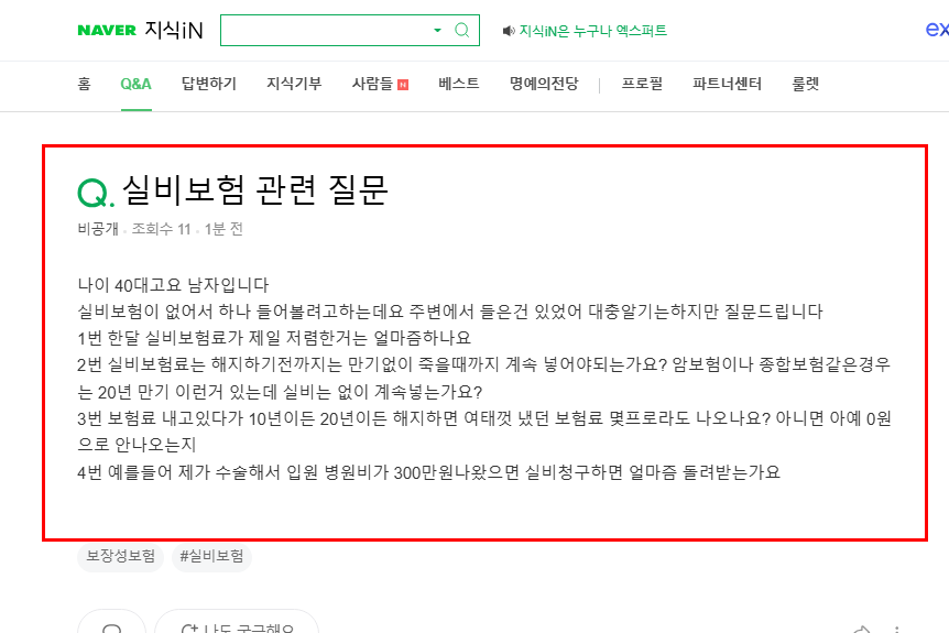 40대 실비보험 질문 지식인