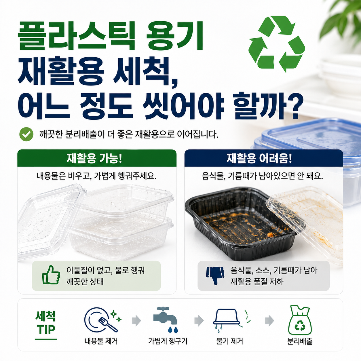 플라스틱 용기 재활용 세척, 어느 정도 씻어야 할까