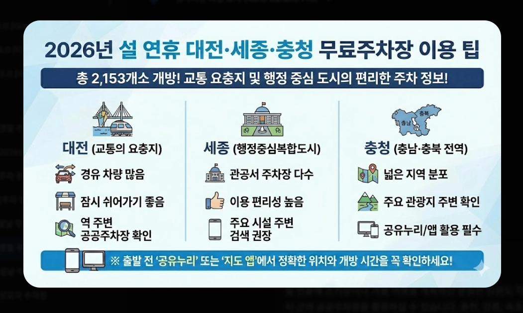 명절 무료주차장 확인(2026년, 설 연휴, 개방 현황)(+ 조회 방법)