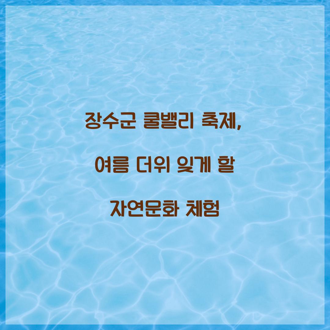 장수군 쿨밸리 축제