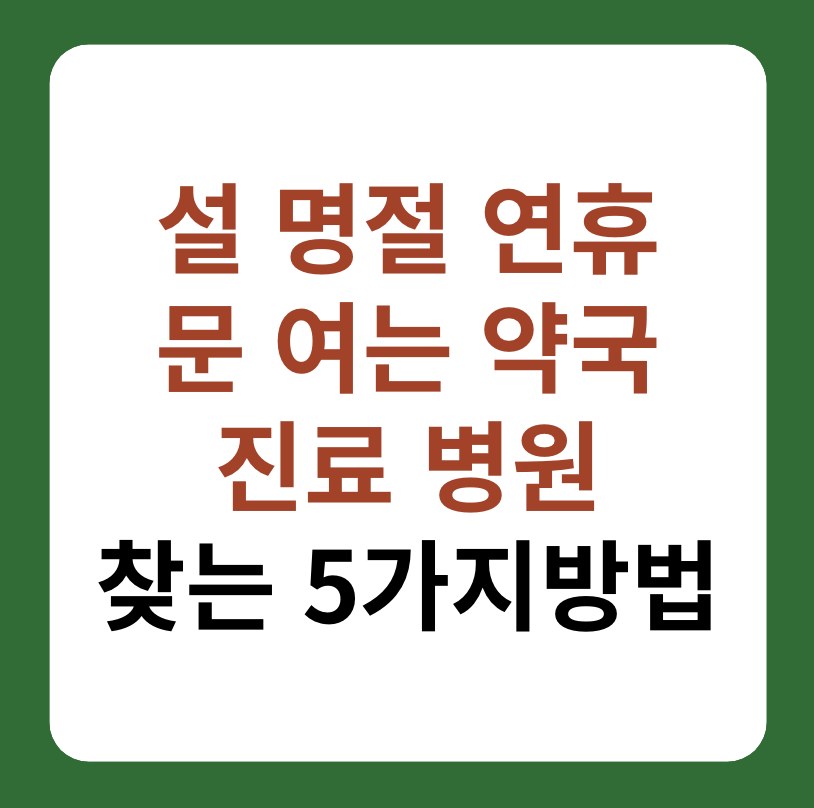 설 명절 연휴 문 여는 약국, 진료 병원 찾는 방법 대표 이미지