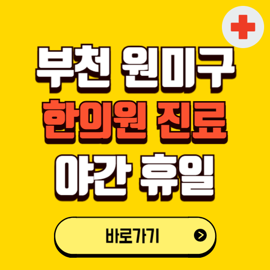 부천시 원미구 야간 휴일 한의원 한방병원 찾기 ❘ 24시 일요일 주말 연휴 응급진료 추천 잘하는 곳