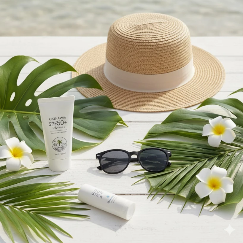 오키나와 11월 자외선 차단 필수 아이템, 선크림과 모자