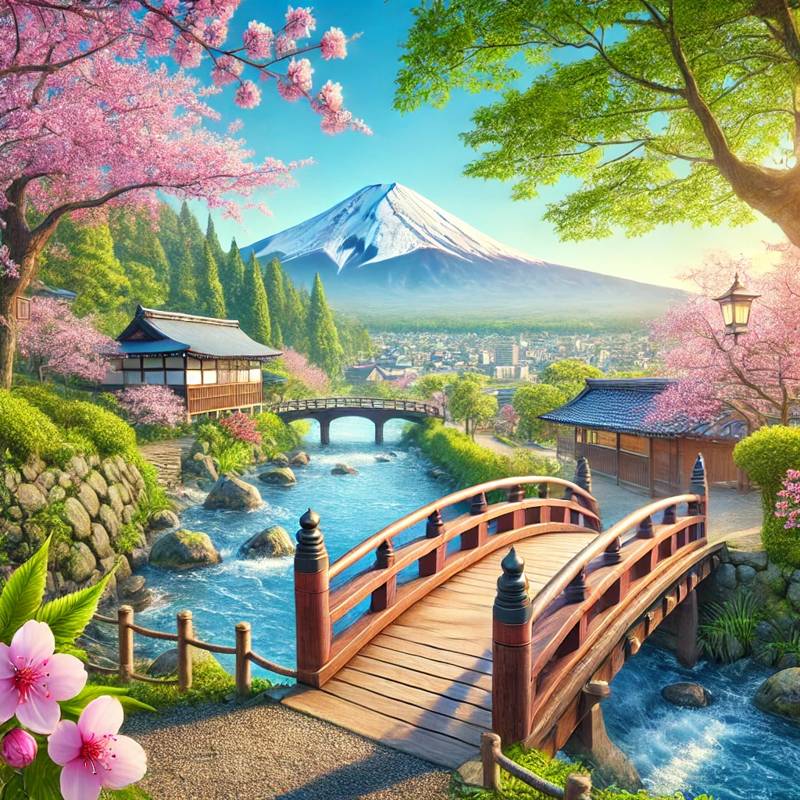 A picturesque scene of a Japanese travel destination, 일본여행