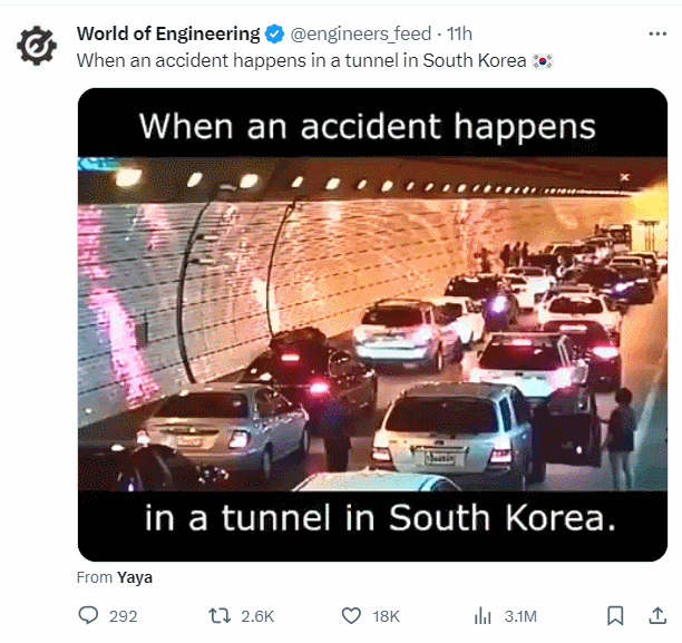 VIDEO: Incredible Man! l When&nbsp;an&nbsp;accident&nbsp;happens&nbsp;in&nbsp;a&nbsp;tunnel&nbsp;in&nbsp;South&nbsp;Korea