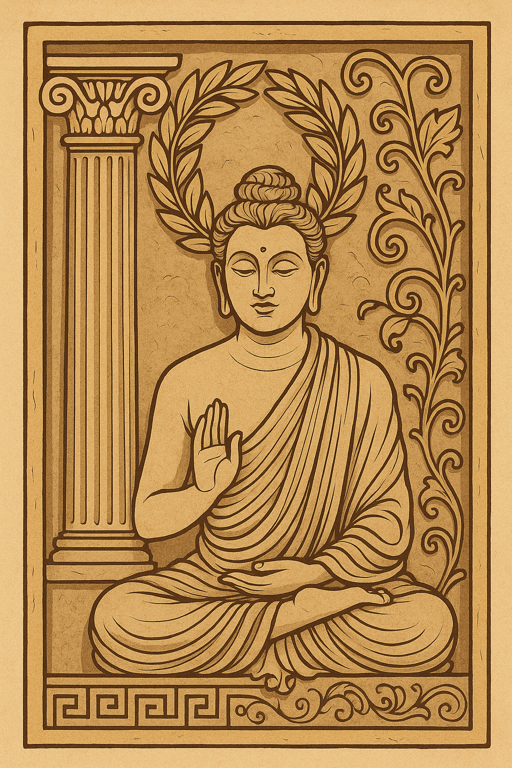 간다라 불상 장식 패널 이미지