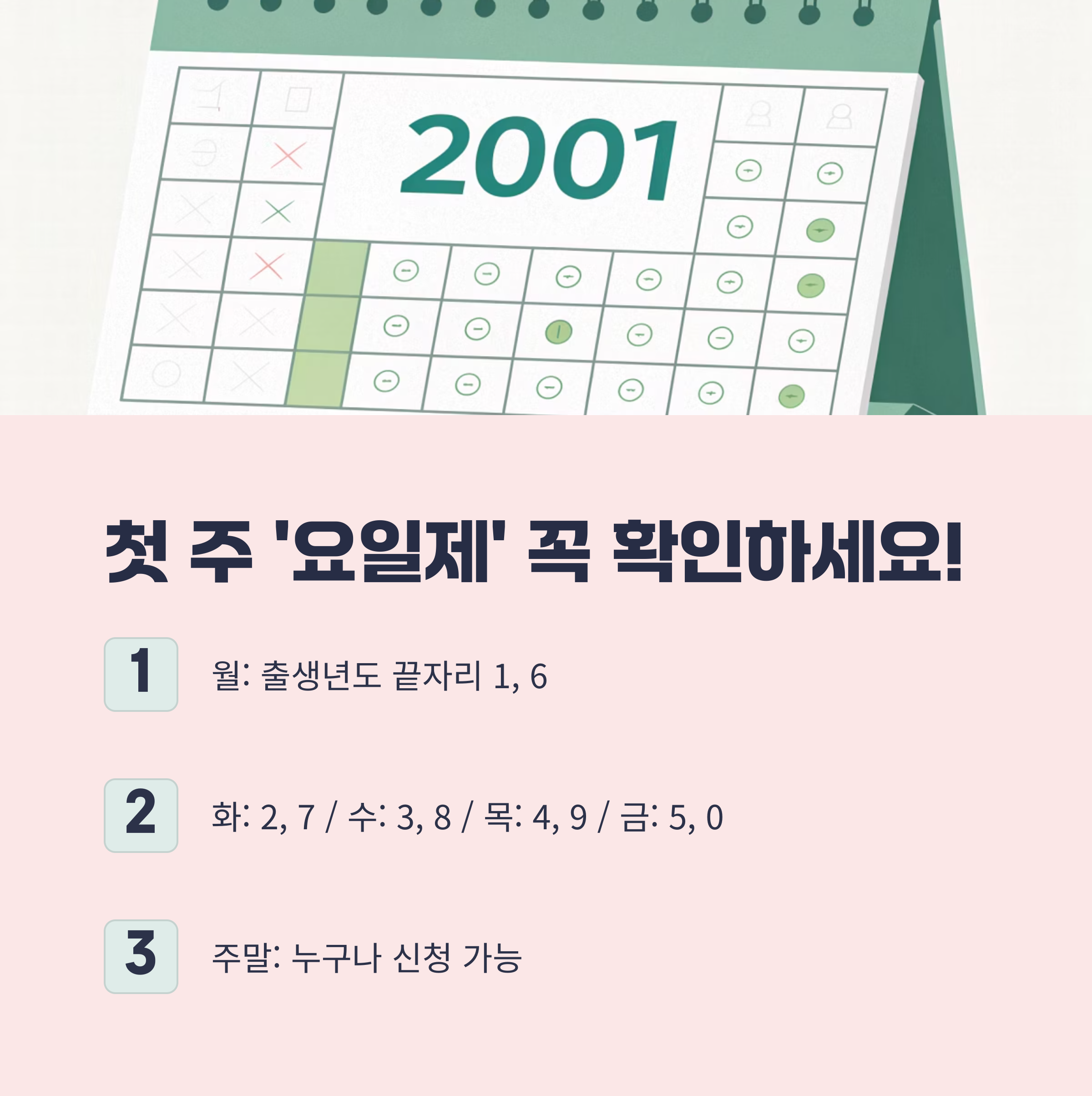 신청 첫 주, 꼭 확인해야 할 '요일제'