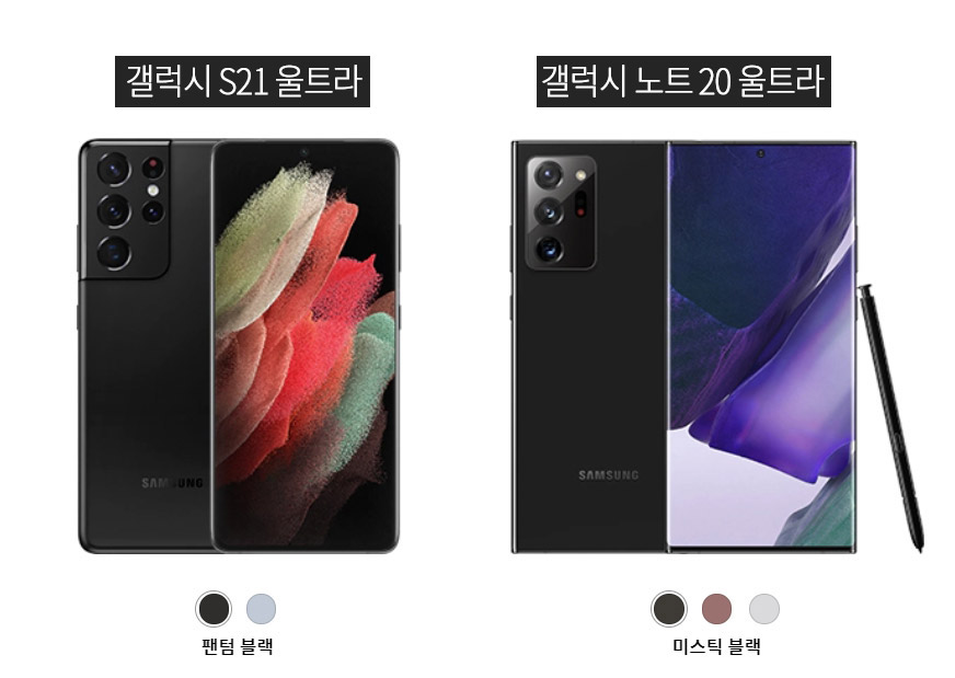 갤럭시 S21 울트라 vs 노트 20 울트라