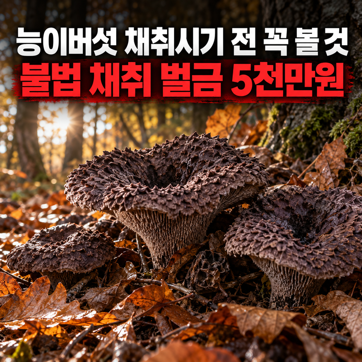 능이버섯 채취시기 전 꼭 볼 것, 불법 채취 벌금 5천만원