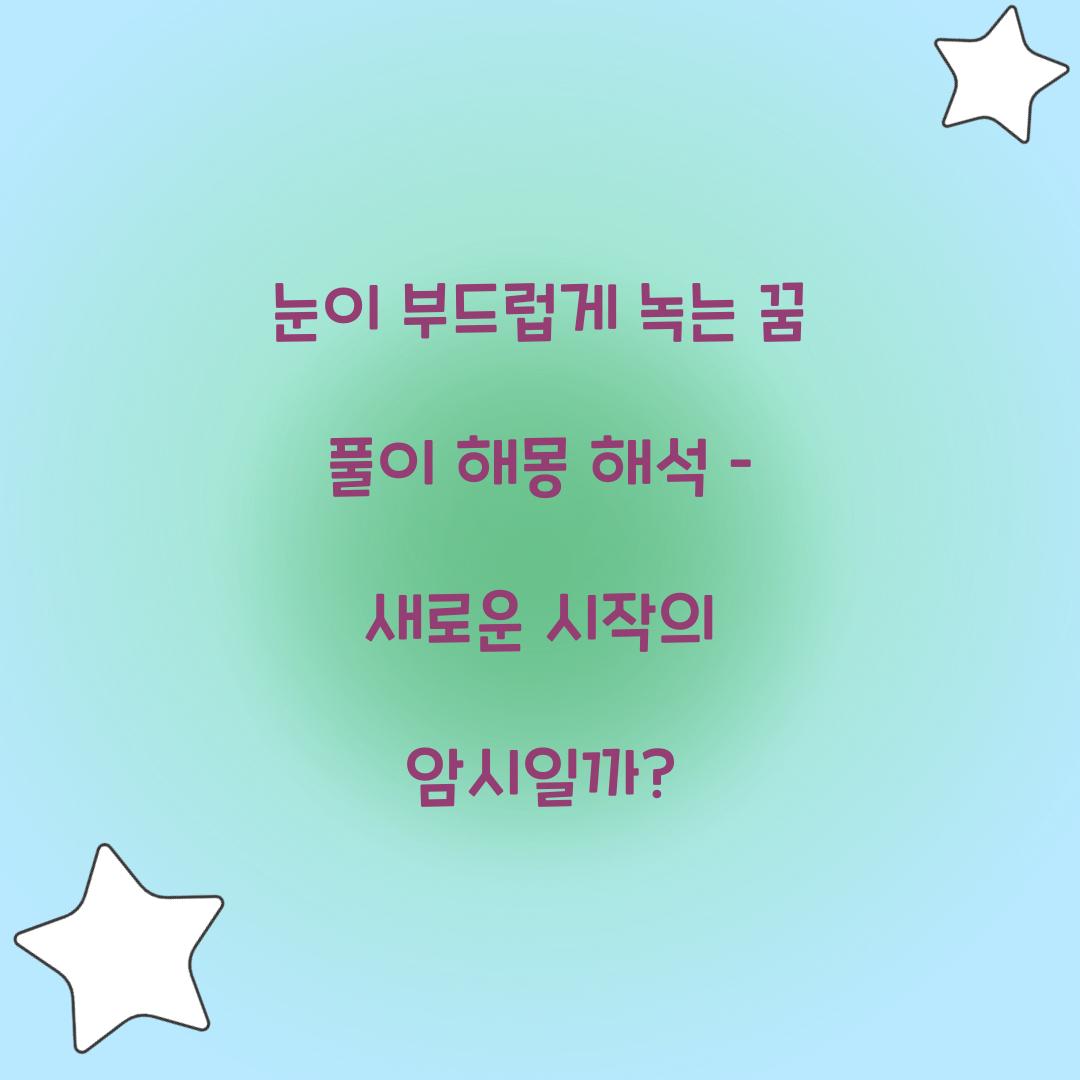 눈이 부드럽게 녹는 꿈 풀이 해몽 해석