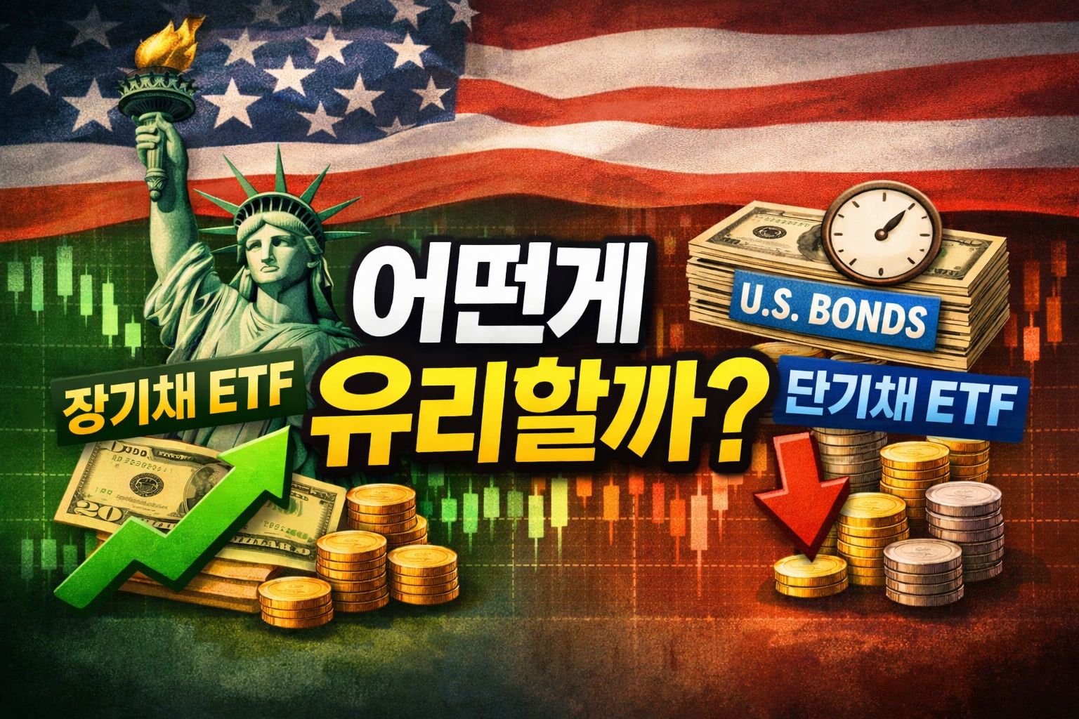금리 인하 기대 국면에서 미국 장기채 ETF와 단기채 ETF의 반응 차이를 비교하는 금융 썸네일 이미지