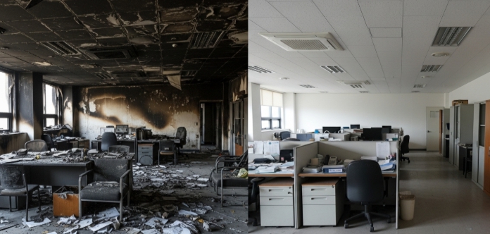 도봉구 사무실 화재 청소 전후