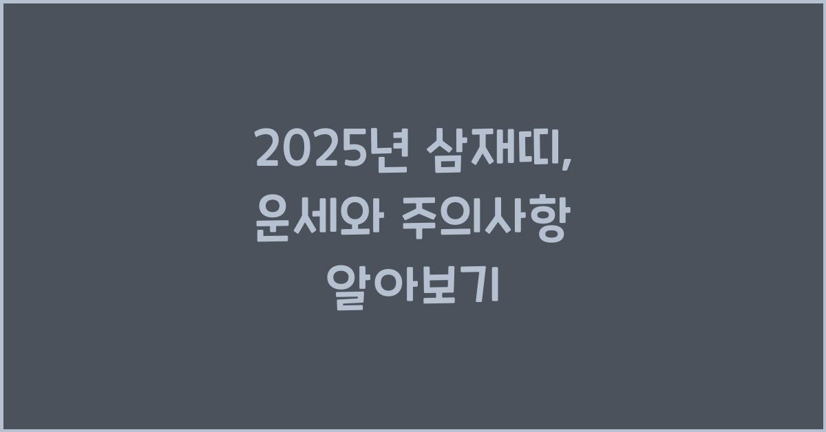 2025년 삼재띠