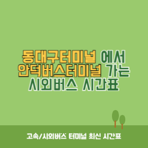 동대구터미널에서 안덕버스터미널 가는 시외버스 시간표 최신정보