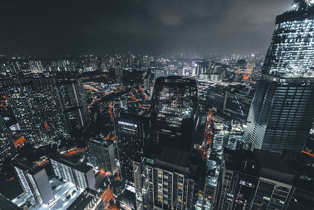 주거용 건물로 가득찬 도심의 야경