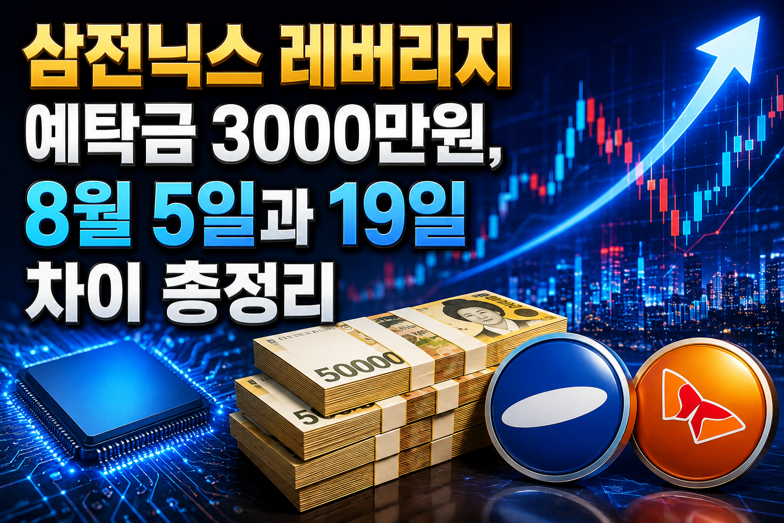 삼전닉스 레버리지 예탁금 3000만원, 8월 5일과 19일 차이 총정리 관련 사진