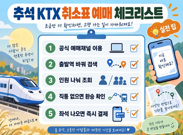 2026 추석 KTX 취소표 예매 방법｜코레일 예매사이트&middot;예약대기 총정리
