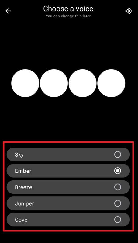 5개 목소리중 하나 선택