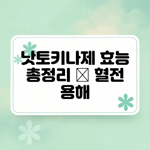 낫토키나제 효능 총정리 – 혈전 용해, 혈압 조절에 좋은 건강 성분