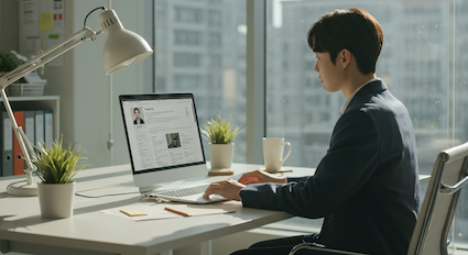 Apple Pages를 사용해서 이력서를 작성하고 있는 모습