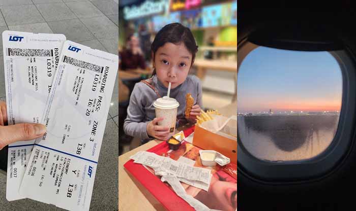 "바르샤바에서 밀라노 이동하는 LOT 항공"
바르샤바 쇼팽 공항에서 맥도날드 치킨 먹는 우리, 비행기에서 보이는 밀라노의 노을