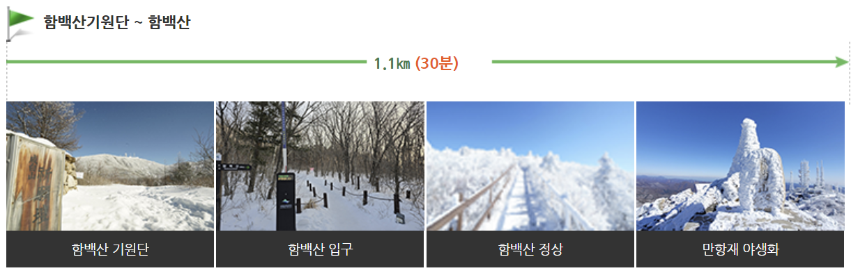 태백산 탐방코스∣유일사 당골 금대봉 탐방로 예약 (출처 : 태백산 국립공원 홈페이지)