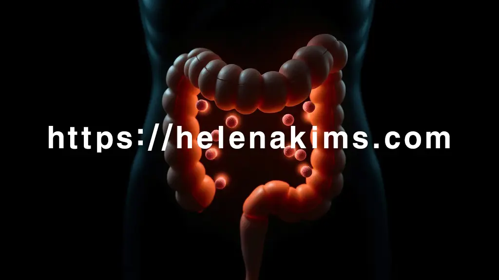 인체 대장 모형이 중앙에 있고, 그 주변으로는 건강한 세포와 변화하는 세포들이 미세하고 은은한 빛으로 대비된 이미지.