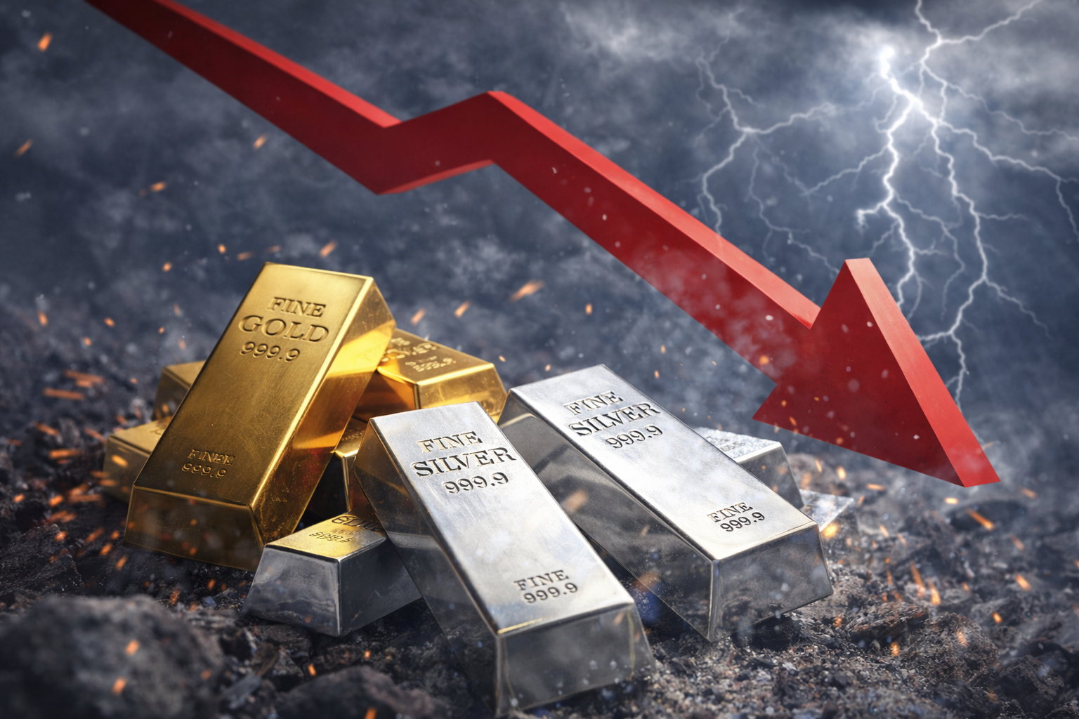 금, 은 가격 하락 이미지