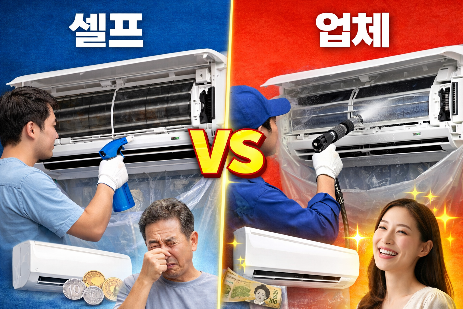 에어컨 셀프 청소 vs 업체 청소 비교|비용·효과·추천 상황 총정리
