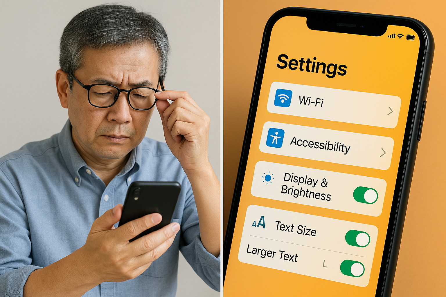 노안, 스마트폰 화면 설정만 잘해도 늦출 수 있다!