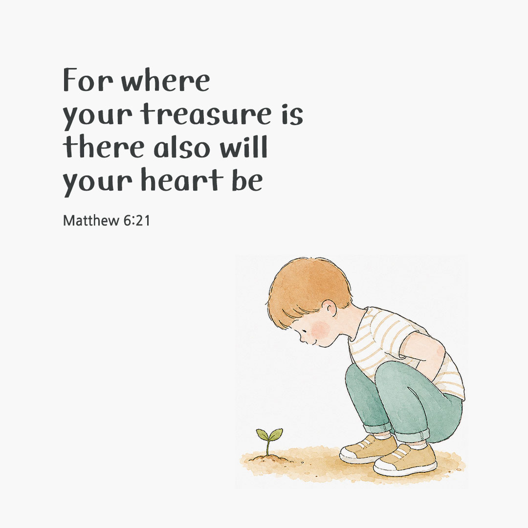 Today's Bible verse card Matthew 6:21 scripture image