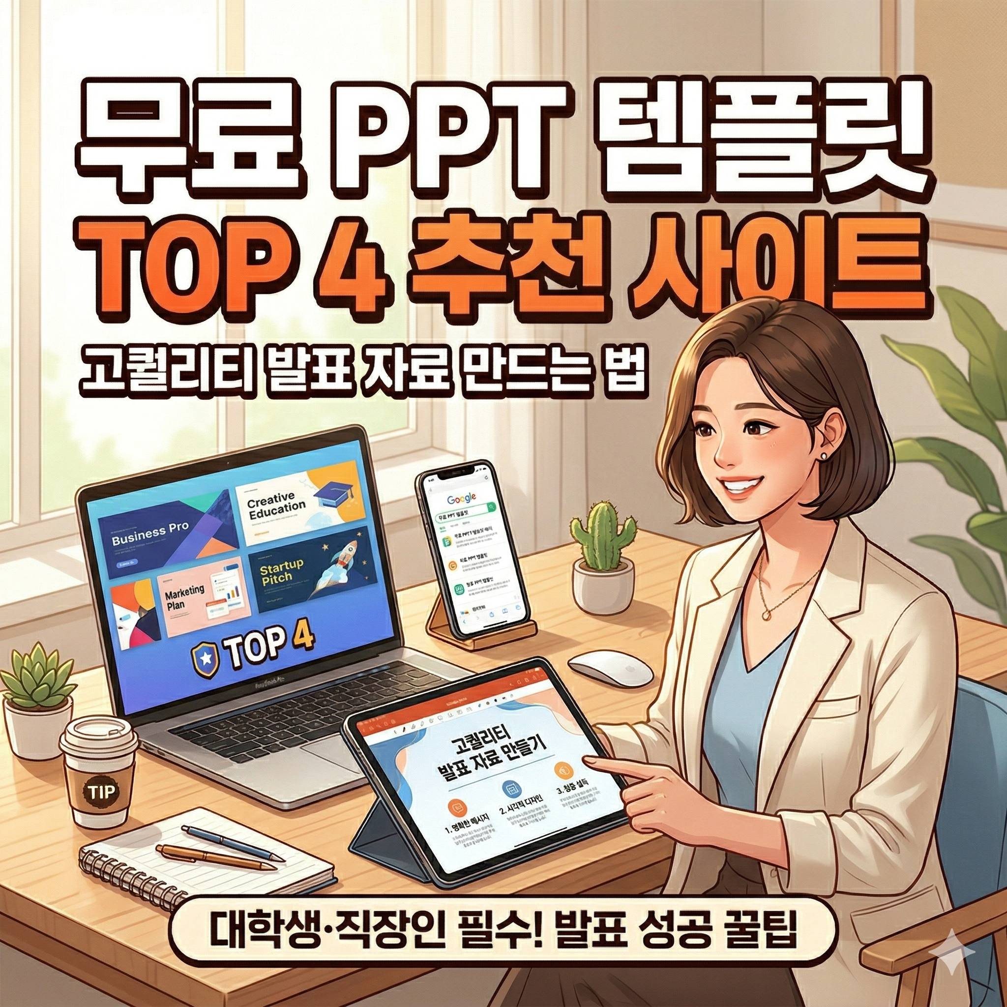 무료 PPT 템플릿 추천 사이트 TOP 4와 고퀄리티 발표 자료 만드는 법