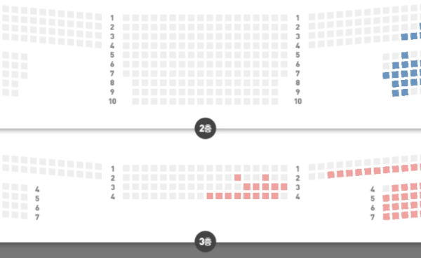 성남아트센터 오페라하우스 공연장 2층 3층 중앙 좌석 배치도