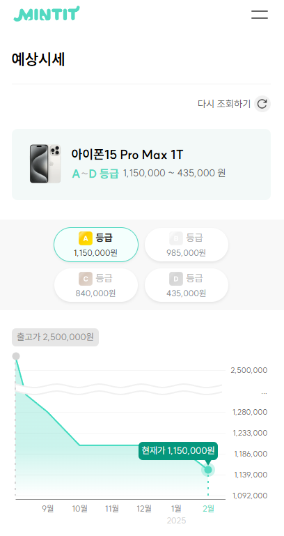 민팃 시세조회
