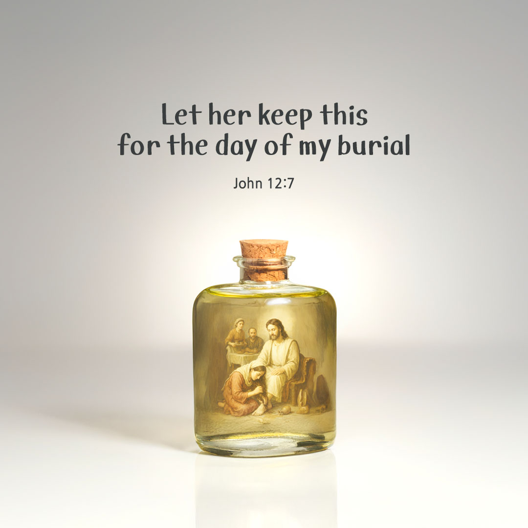 Today's Bible verse card John 12:7 scripture image