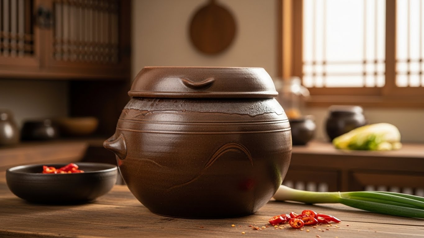 부엌-탁자-위에-항아리가-있습니다.