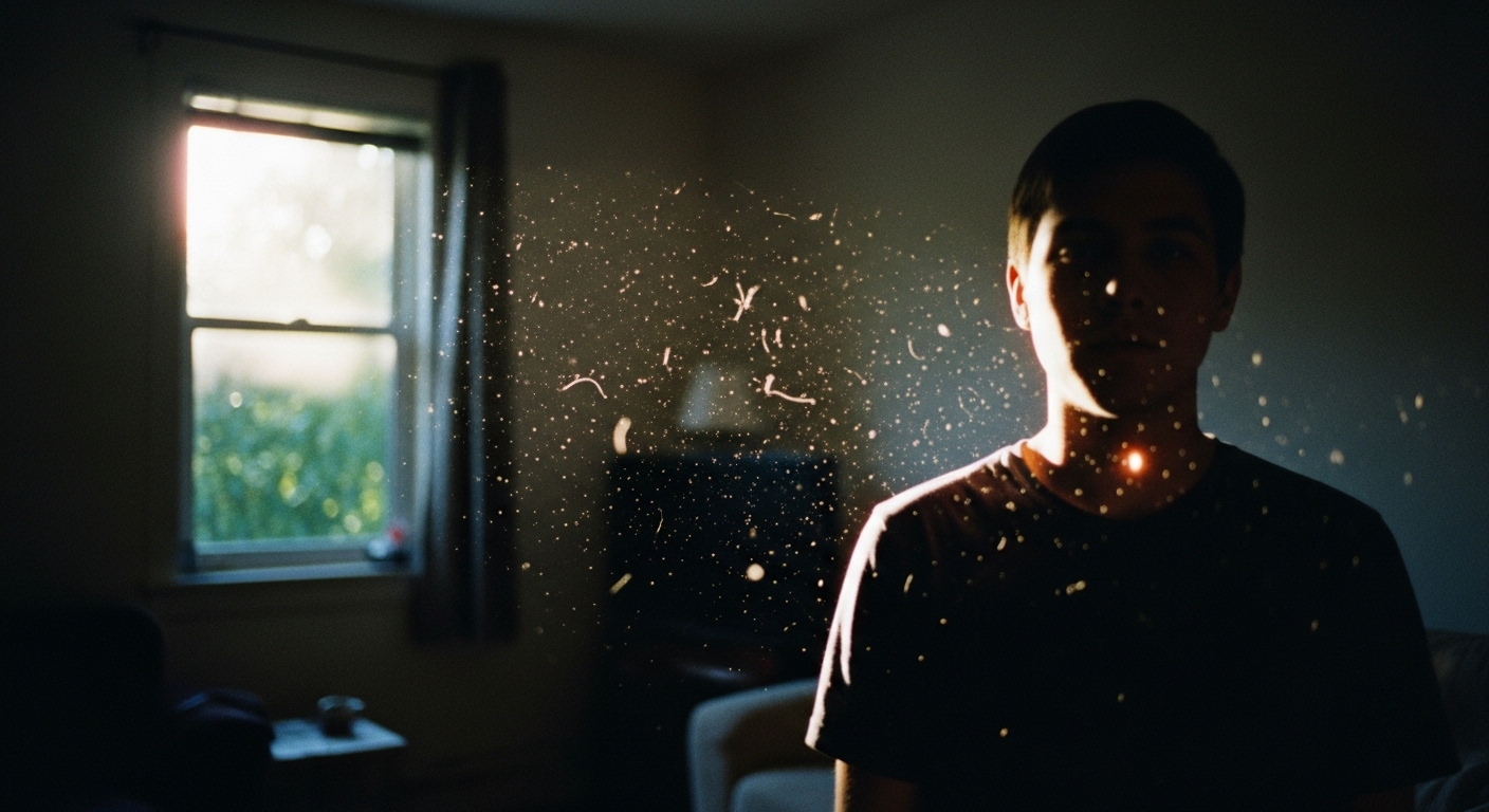 실내에-사람이-있고-먼지와-바이러스들이-존재하는-것을-보여주고-있습니다.