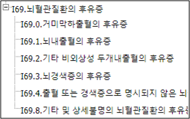 뇌혈과질환의후유증-세부분류코드