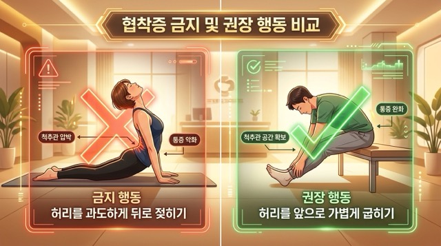 허리 협착증 하면 안 되는 운동 비교표