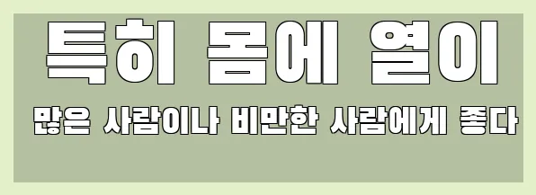  특히 몸에 열이 많은 사람이나 비만한 사람에게 좋다
