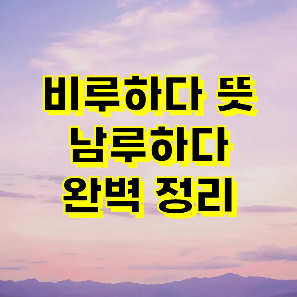 비루하다 뜻 남루하다 완벽 정리