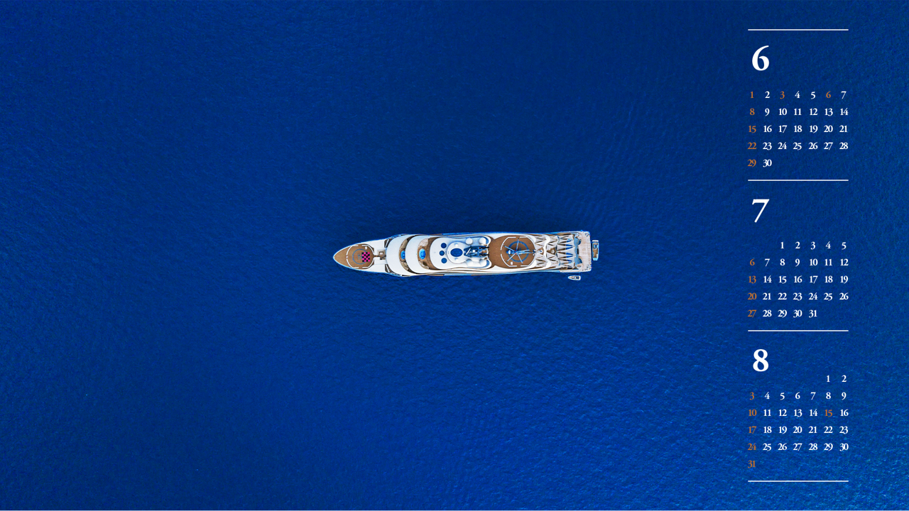 06 짙은 파란색 바다 위의 유람선 B - 2025년7월 노트북배경화면