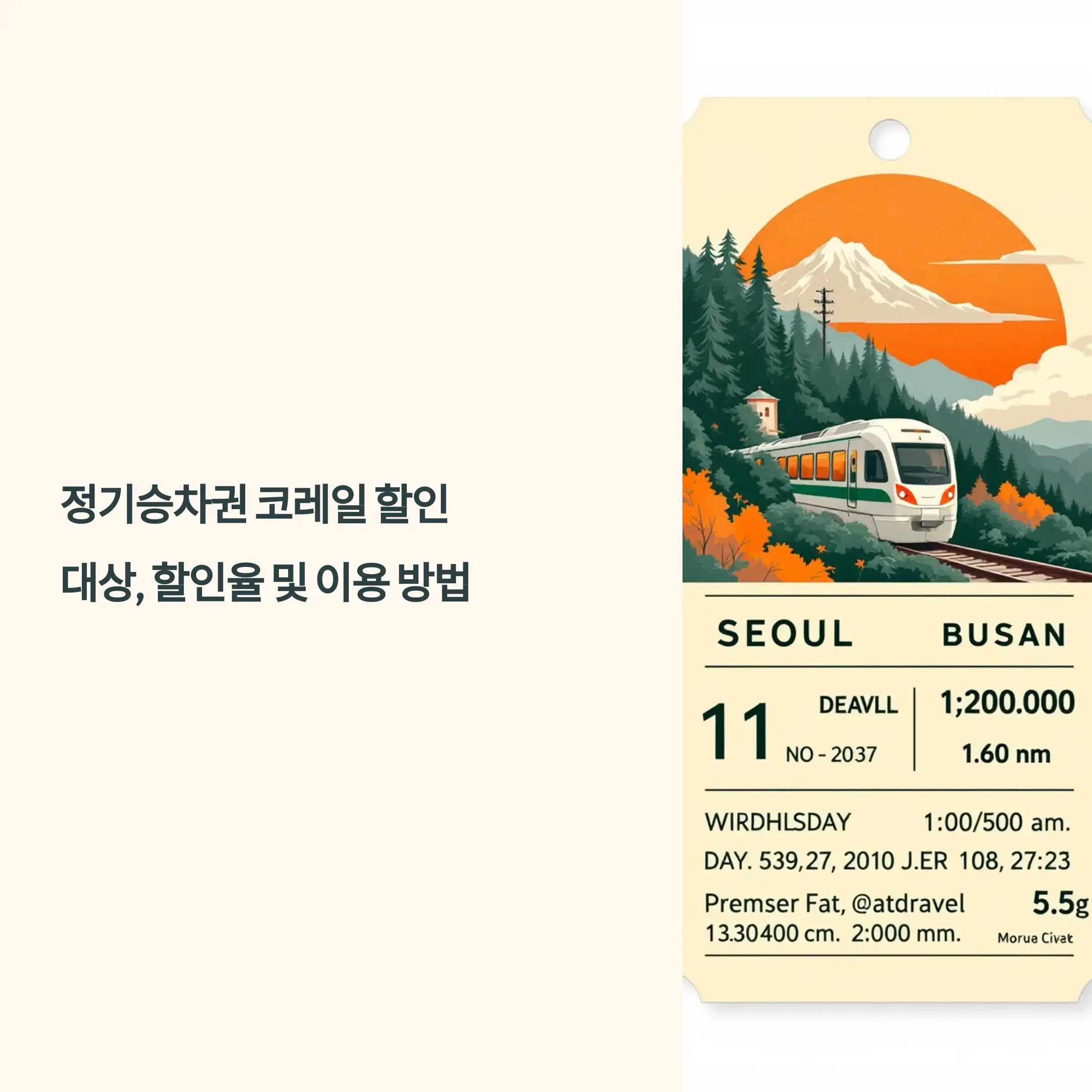 정기승차권 코레일 열차(KTX, 일반열차) 할인 대상, 할인율 및 이용 방법