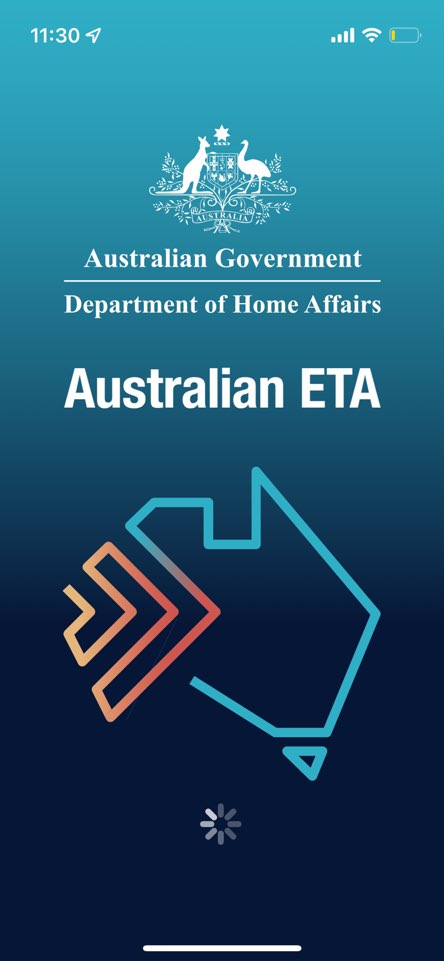 Australian ETA 앱 실행 화면