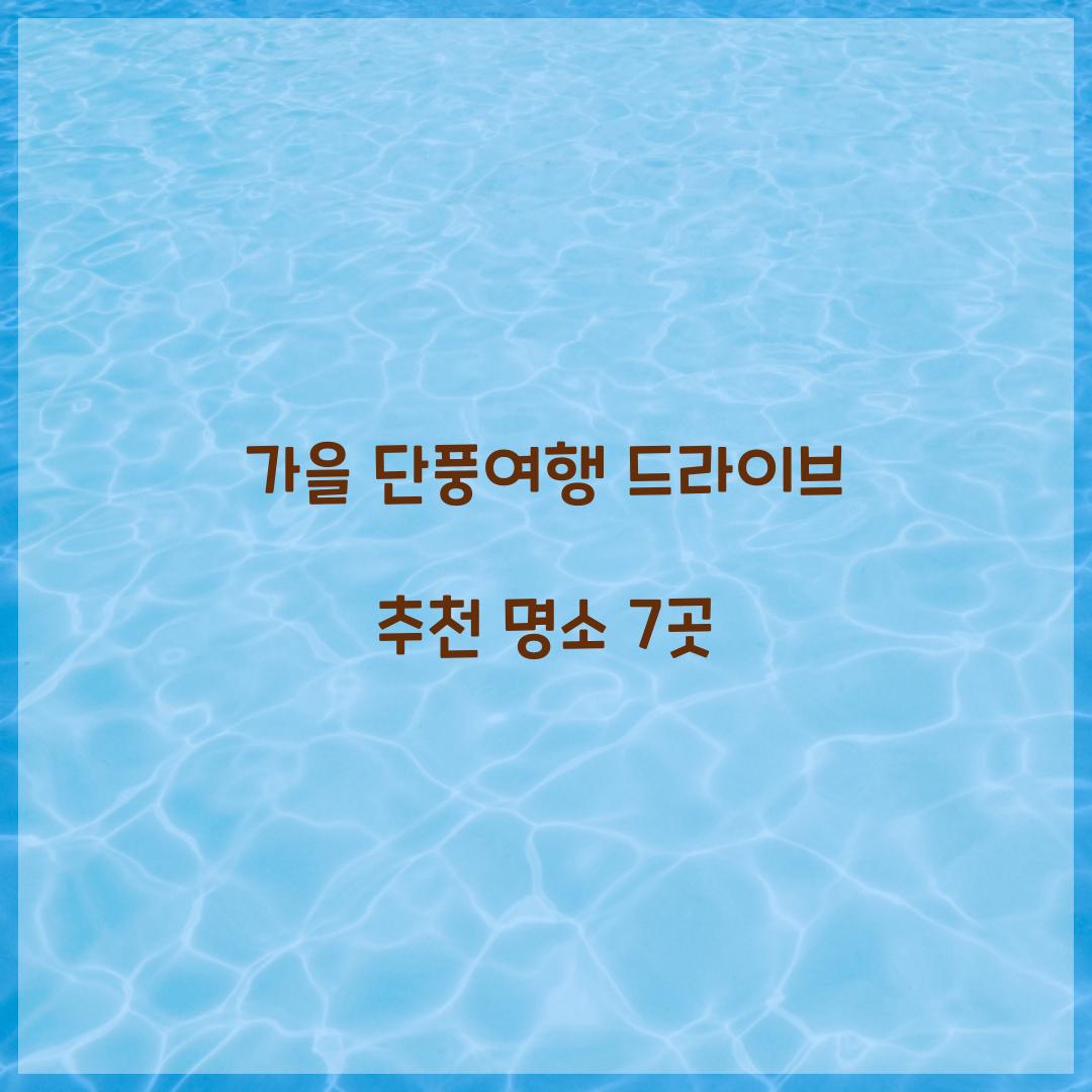 가을 단풍여행 드라이브