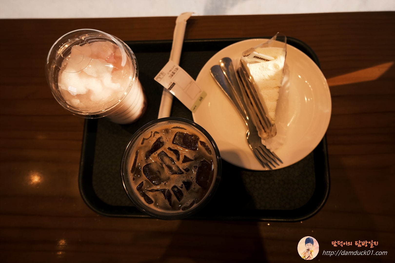 피치&amp;레몬 블렌디드, 아이스 스타벅스 돌체 라떼, 레드벨벳 크림치즈 케이크