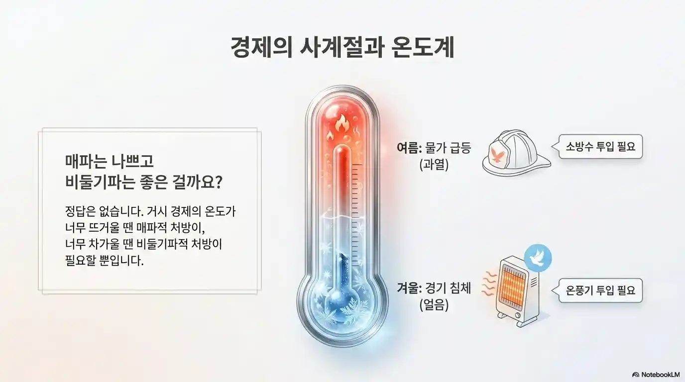 경제 온도계로 보는 매파 비둘기파 필요 시점 - 물가 과열에는 긴축 처방 경기 침체에는 완화 처방